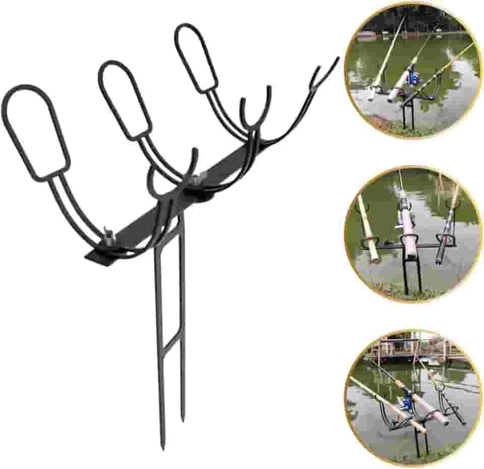 Suporte Triplo Vara Pesca Regulável Com Reforço Barranco Preto