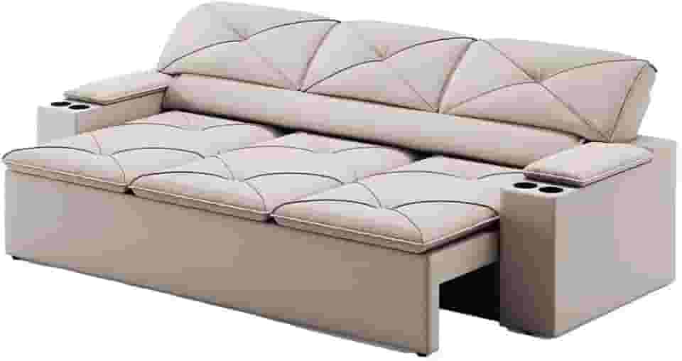 Sofá 3 Lugares Retrátil e Reclinável Pop 2,05m Areia