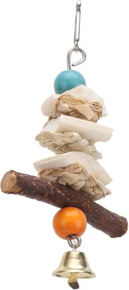 Pssopp Osso de Pássaro, Brinquedo de Mastigar Osso de Choco Com Sino para Papagaios, Experiência Divertida de Mastigar para Periquitos e Pombinhos (15cm)