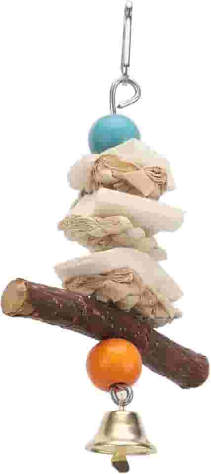 Pssopp Osso de Pássaro, Brinquedo de Mastigar Osso de Choco Com Sino para Papagaios, Experiência Divertida de Mastigar para Periquitos e Pombinhos (15cm)