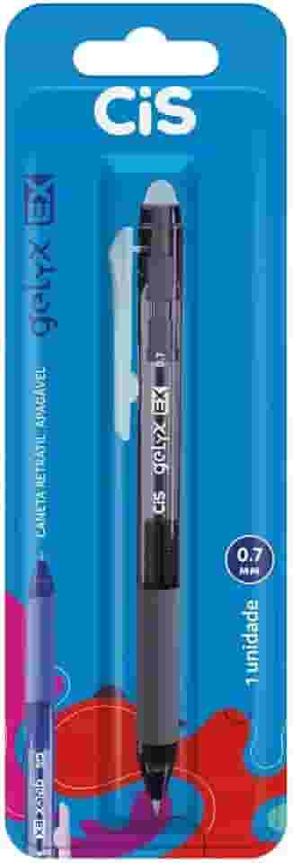 Caneta Retrátil Apagável CIS Gelyx EX, Preta, Blister com 1 unidade