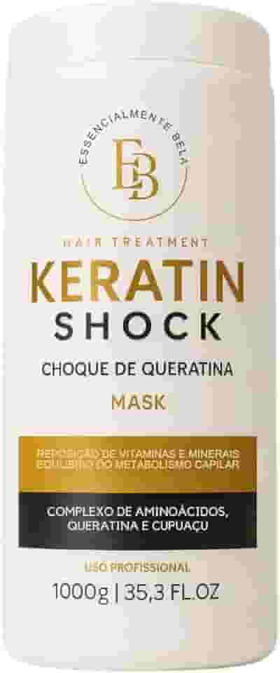Essencialmente Bela Keratin Shock Mask - Máscara de Choque de Queratina - 1KG - Reposição de Massa Capilar e Reconstrução Profunda