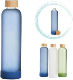 Garrafa de Vidro 1000 ml com tampa de bambu,Garrafa de Água, Chá,Suco,Armazenar,Design Inovador,Home Office,litro,borossilicato, base anti-impacto,resistente