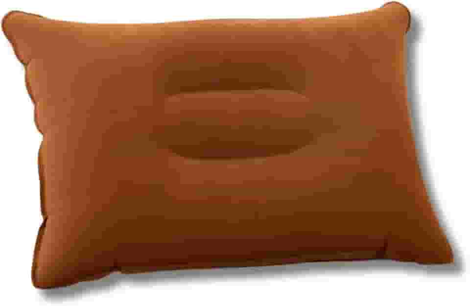 Kit Travesseiro Marron Inflável 50X35cm + Bomba de Ar 17 cm
