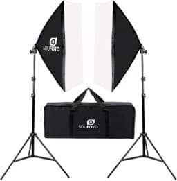 SOU FOTO Kit Softbox Duplo para Iluminação Profissional, Luz Suave 50x70cm, Tripé Ajustável até 2m, Estúdio Fotográfico e Vídeo, Bolsa Inclusa, Ideal para Fotos, Vídeos e Lives