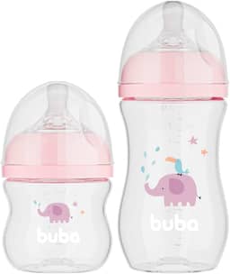 Buba, Kit 2 Mamadeiras Easy Flow Elefante Rosa 120/270ml