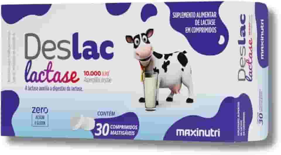 Deslac Lactase 10.000 U.FCC Enzima Digestão Lactose 30 Comprimidos Mastigaveis Maxinutri