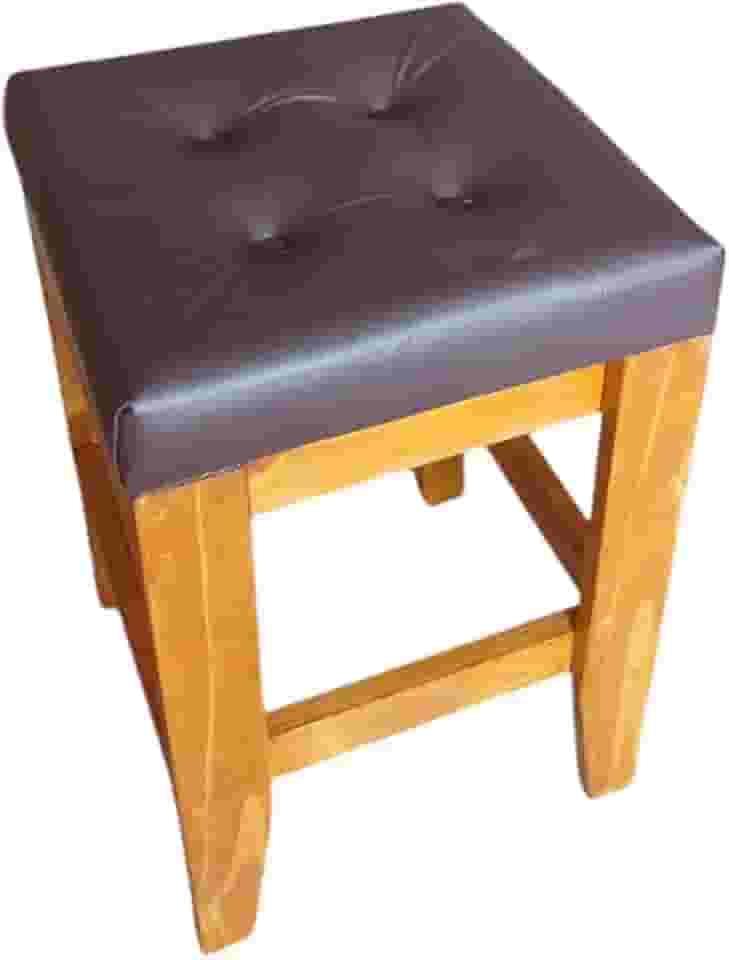 Banco Estofado com Assento Acolchoado, Estrutura em Madeira, Branco (marrom)