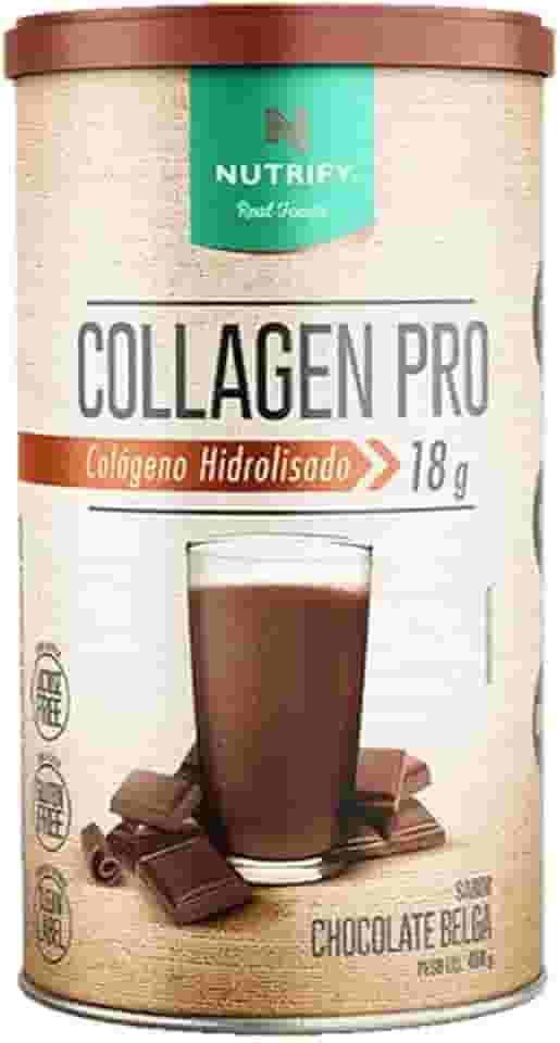 Nutrify Collagen Pro - Colágeno Hidrolisado com Proteína - Sem Glúten, Sem Açúcar e Sem Lactose - Sabor Chocolate Belga - 450g