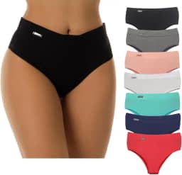 Kit 7 Calcinha Calçola Cintura Alta Microfibra Lisa Redutora Luxo