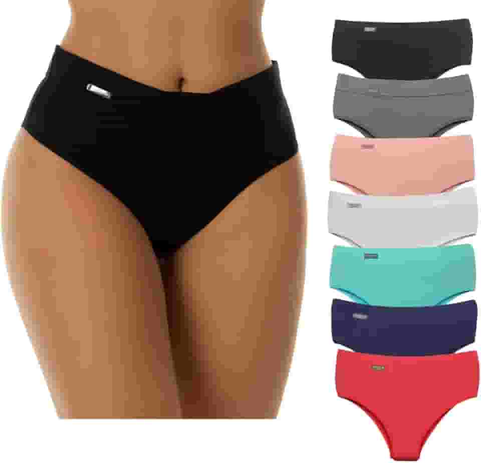 Kit 7 Calcinha Calçola Cintura Alta Microfibra Lisa Redutora Luxo