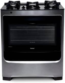 Fogão Consul 5 bocas cor Inox com mesa de vidro e grade de ferro fundido - CFS5VAR BIVOLT