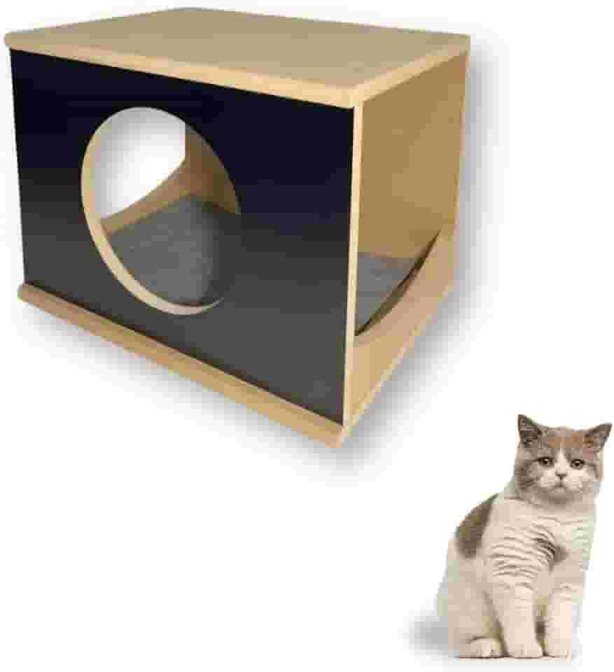 Nicho Para Gato 1pç Montado Resistente Casinha para Gato Parede Tampo Fechado (Preto)