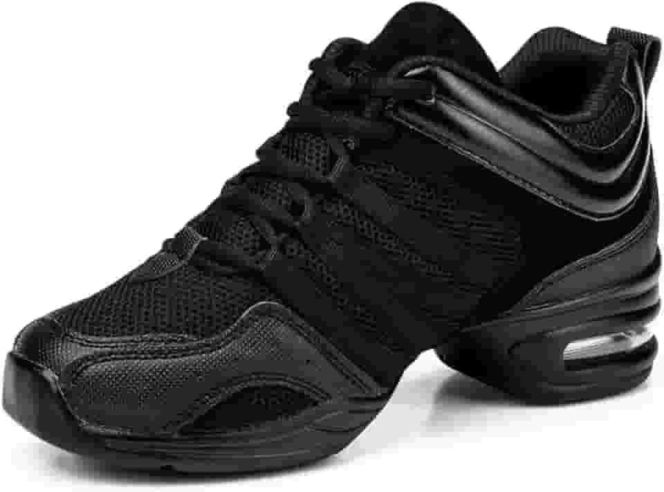 Tênis feminino de malha para as quatro estações ao ar livre, sola macia, jazz, dança moderna