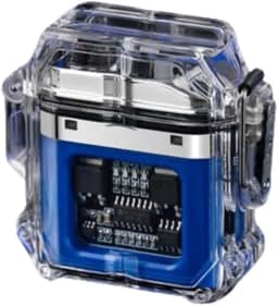 Isqueiro Recarregável Tipo C com Cordão A Prova D´agua Feito de Plasma Portátil Bivolt Acendedor de Arco Duplo Elétrico a Prova de Vento Ar Livre Ideal Para Acampamentos Linha PREMIUM SYANG (AZUL)