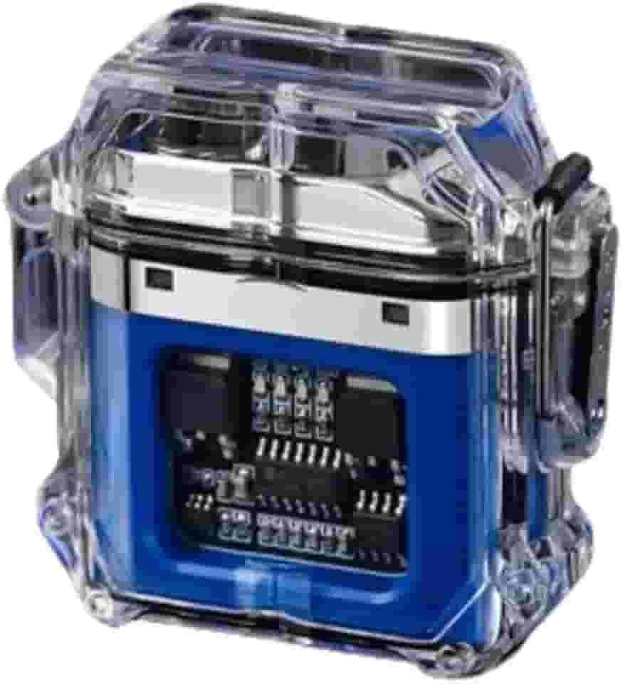 Isqueiro Recarregável Tipo C com Cordão A Prova D´agua Feito de Plasma Portátil Bivolt Acendedor de Arco Duplo Elétrico a Prova de Vento Ar Livre Ideal Para Acampamentos Linha PREMIUM SYANG (AZUL)