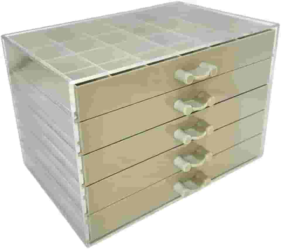 Porta Joia Caixa Organizador Multiuso De 5 Gavetas Bandejas Acrílico 120 divisórias Para Glitter Bijuterias (Cinza)