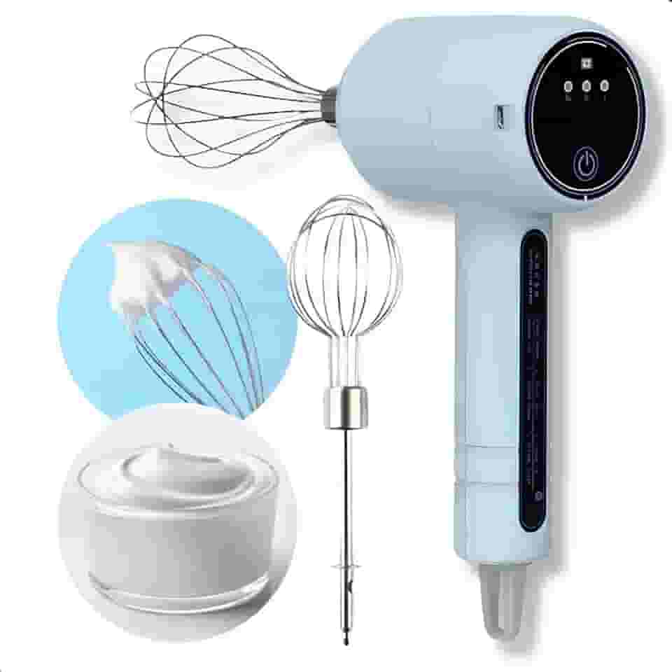 Batedeira Elétrica Portátil Recarregável USB com 2 Batedores e 3 Velocidades
