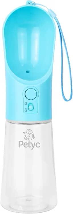 Bebedouro Portátil para Pets 400 mL PETYC Compacto, Não Vaza, Ideal para Viagens e Passeios (Azul)