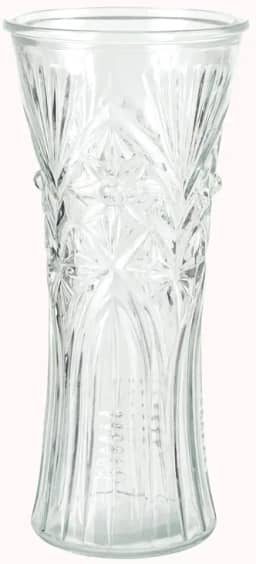 Vaso de Vidro Texturizado 28,5 x 12,5cm com Estampa em Alto-Relevo Decorativo para Flores, Plantas e Arranjos – Transparente, Decorativo e Resistente