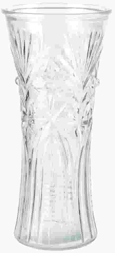 Vaso de Vidro Texturizado 28,5 x 12,5cm com Estampa em Alto-Relevo Decorativo para Flores, Plantas e Arranjos – Transparente, Decorativo e Resistente