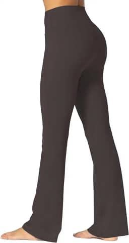 Sunzfly Calça legging feminina flare com bolsos cintura alta controle de barriga yoga bootcut treino academia casual