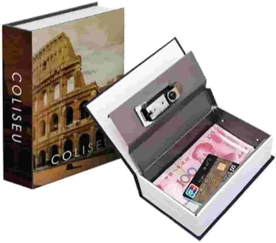 Cofre Camuflado Médio Chave Formato Livro Porta Joias Dinheiro G Modelo Coliseu