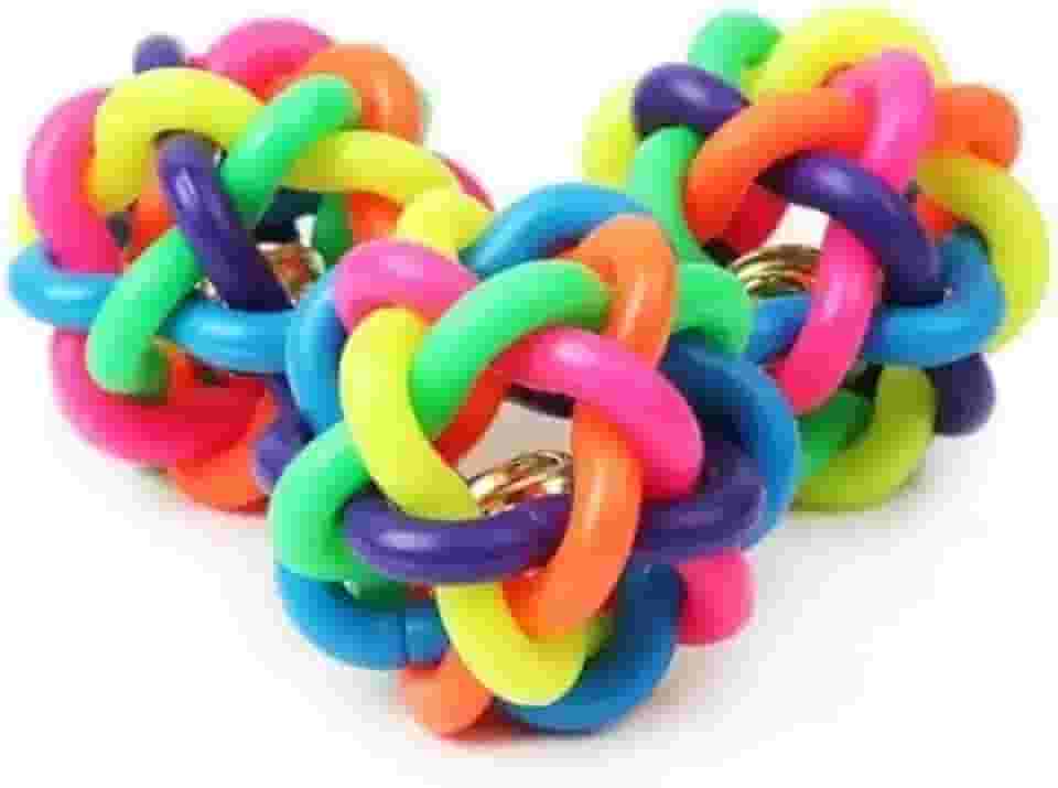 Bolinha Pet Trançada De Borracha Com Sininho Guizo Pequeno Porte - 5cm