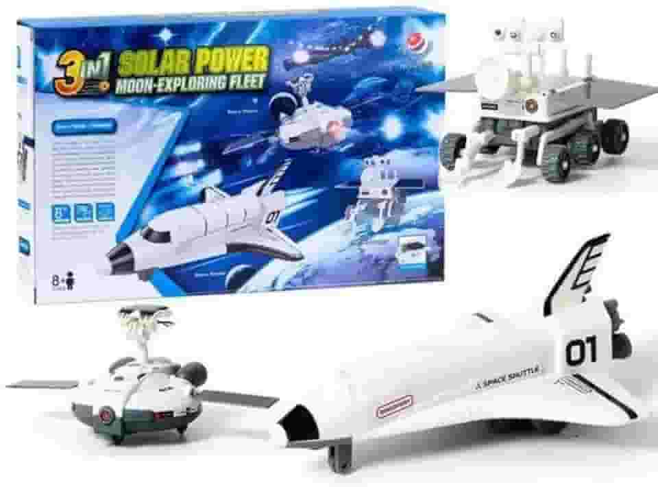 Kit Robótico Educacional 3 em 1, Estação Espacial com Energia Solar, Brinquedo de Montar