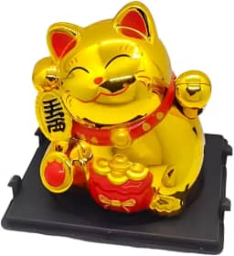 Gato da Sorte Maneki Neko Dourado Solar Decorativo 5cm