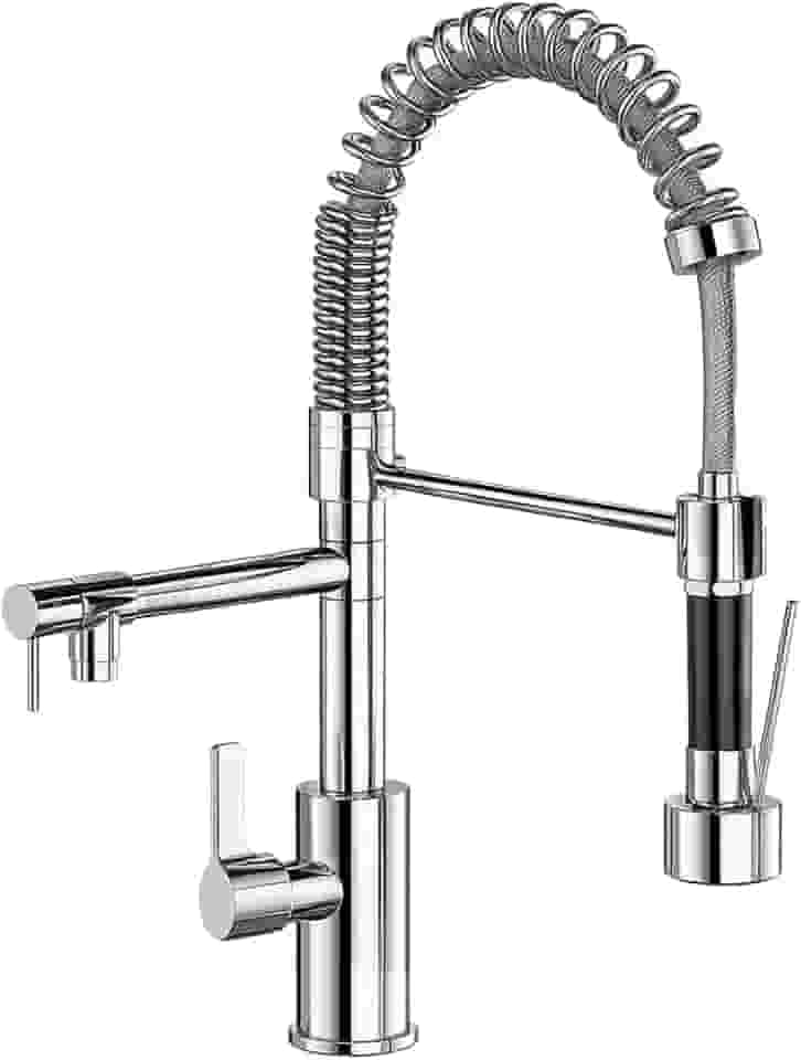 Torneira Gourmet Cozinha Bancada Flexível 2 Jatos Chuveirinho Aço Cromado Alta Pressão ÁGUA FRIA - Yab