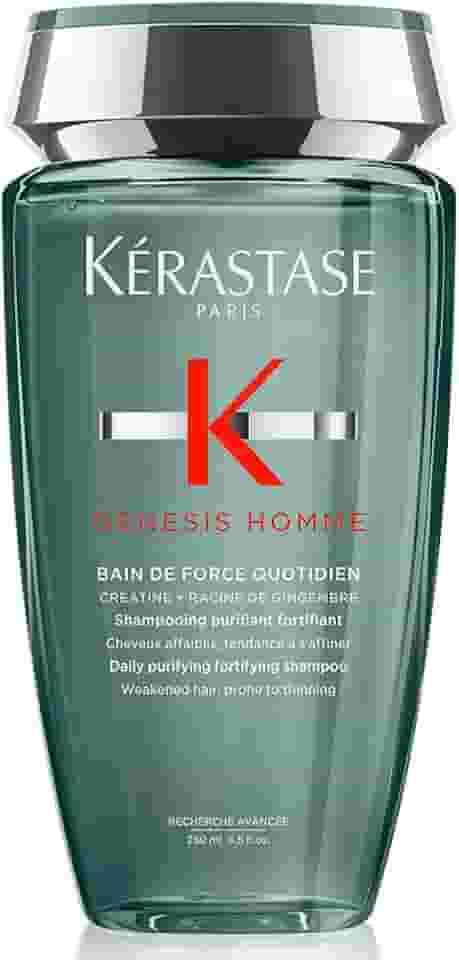 Kérastase Shampoo Genesis Homme Bain de Force Quotidien, Cabelos com queda, Prevenção da queda, Creatina, Raiz de gengibre, 250 ml