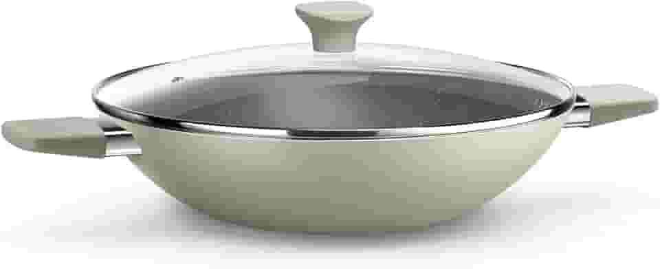 Euro Home - Frigideira Wok com Alça e Tampa de Vidro 28 cm com Antiaderente Intense Fendi - ALU3625-FD