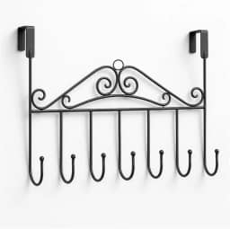 Cabideiro de Porta 7 Ganchos Multiuso Metal Preto 42x23cm Sem Furo para Quarto Cozinha Banheiro