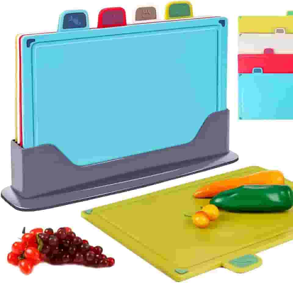 Conjunto de Tábuas de Corte de Plástico com Suporte