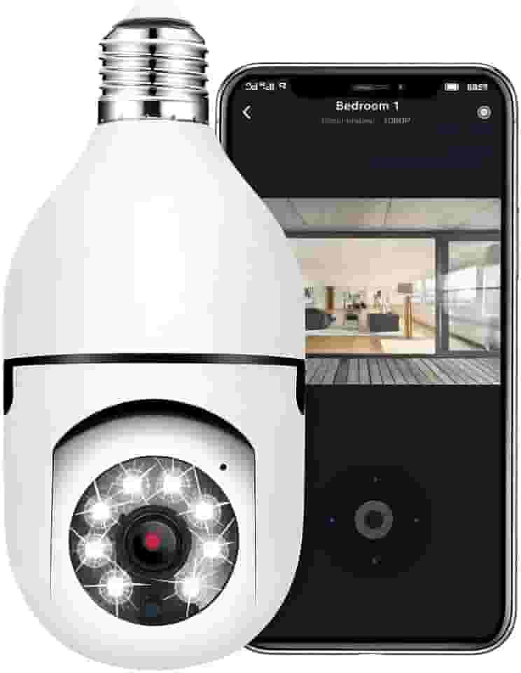 Câmera Lâmpada 360º Wi-Fi IP Segurança Espiã Inteligente Visão Noturna HD Áudio Bidirecional