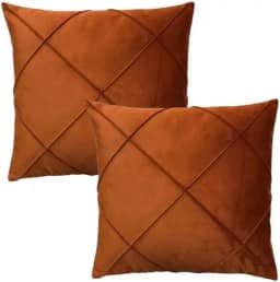 Kit 2 Almofadas Cheias Drapeadas em Suede 45x45cm(TERRACOTA)