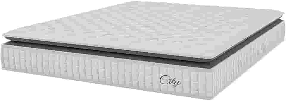 Colchão Casal King Molas Ensacadas City Pillow Top 193x203x23cm Branco/Preto Hellen - Suporta até 110kg por Pessoa