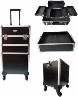 Maleta de Maquiagem Profissional Com Divisórias e Rodinha 3 Andar