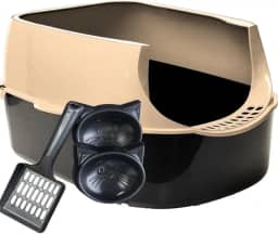 Caixa De Areia Para Gatos Fechada Grande Com Gaveta Removivel E Porta Em Acrilico(Furba Bege)