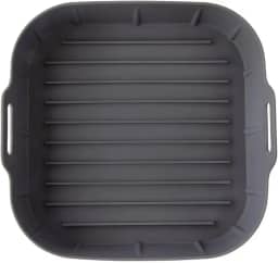 Forma de Silicone Para Airfryer Forno Quadrada Com Alça19x19cm Reutilizável Para Fritadeira Elétrica, Cinza