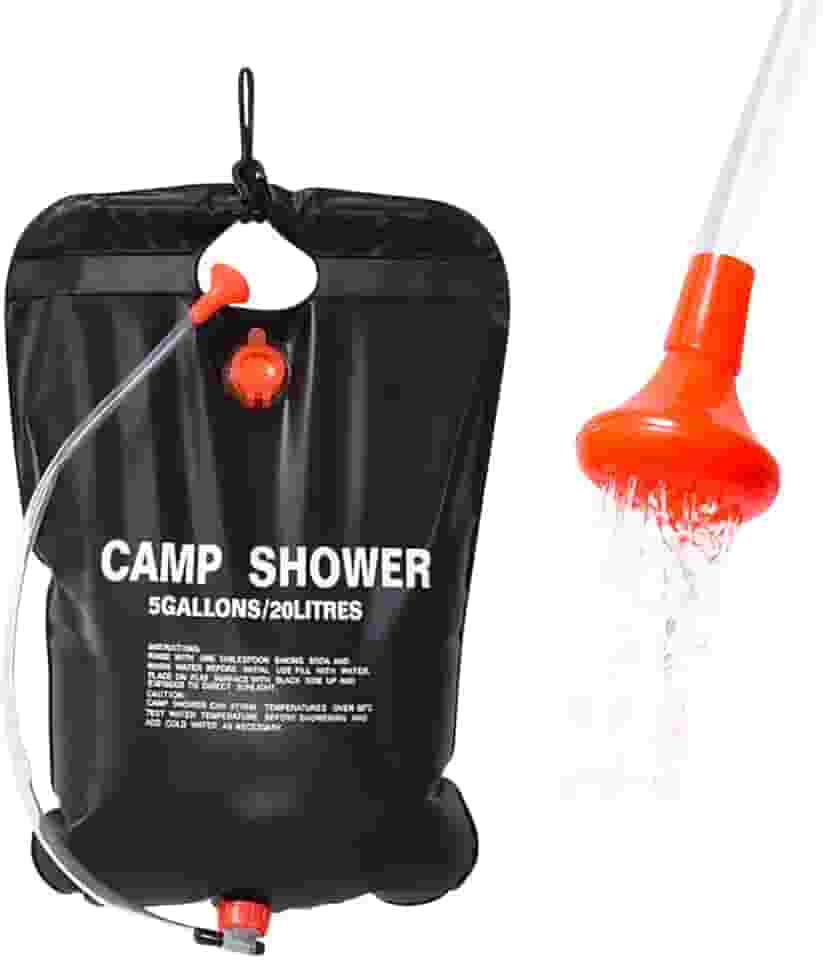 Chuveiro Solar para Camping, 20 Litros, PVC Durável, com Mangueira Flexível e Torneira Estilo Regador