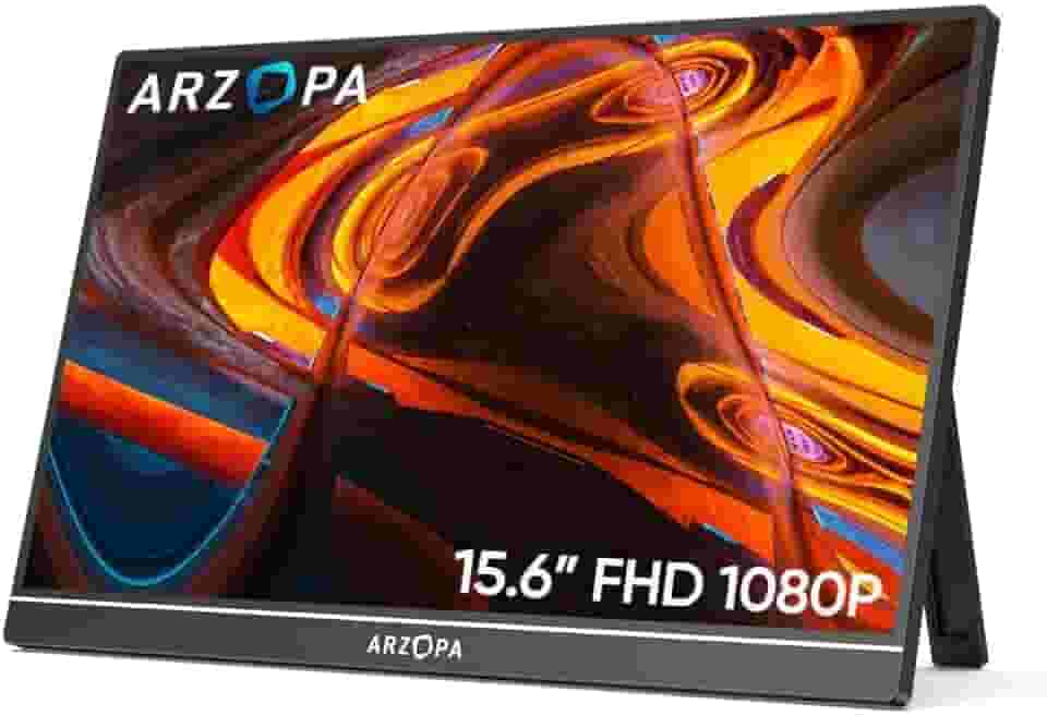 Monitor Portátil ARZOPA A1 15,6'' 1080P FHD – Monitor IPS com Suporte para Notebook, PC, Mac, Xbox, PS5, USB-C e HDMI