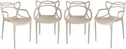 Ecom Home - Kit 4 Cadeiras Allegra Nude Polipropileno, Sala de Jantar, Cozinha, Área Externa
