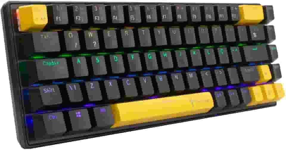 Teclado Mecânico Gamer 60% Computador Rgb Hot Swap Usb Pc Português Brasil (Amarelo)
