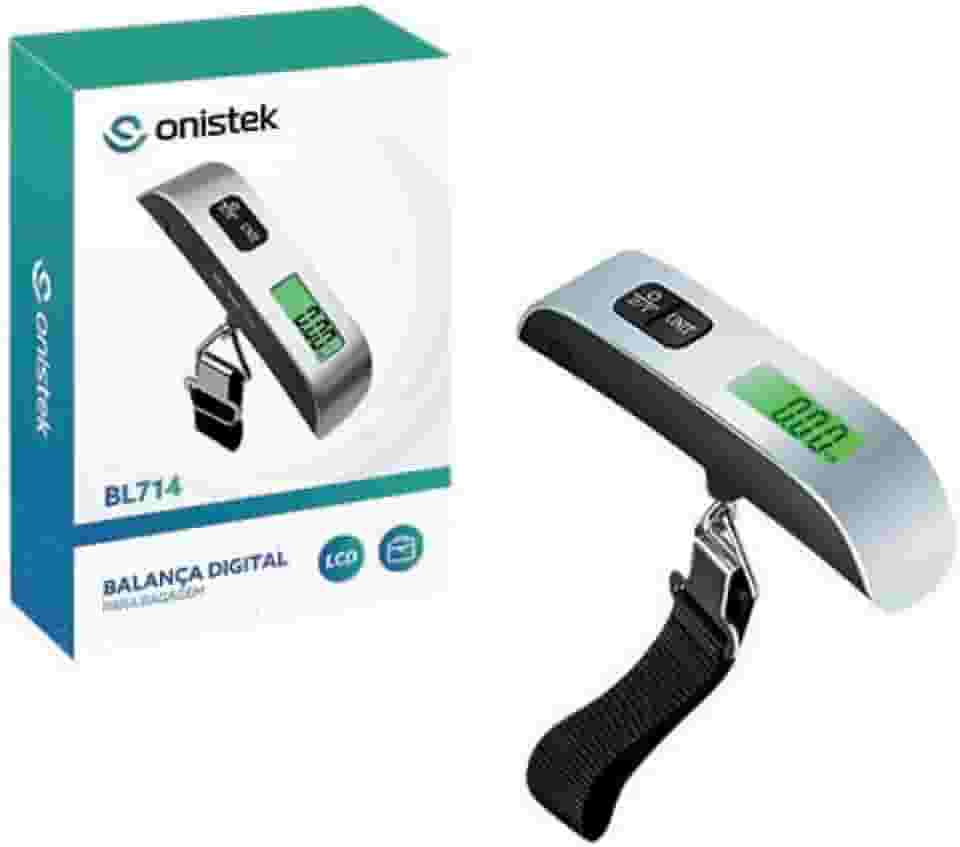 Balança Digital Portátil Para Mala Até 50Kg Com Gancho Suspensão - Visor LCD Iluminado com Unidades Kg Lb Oz