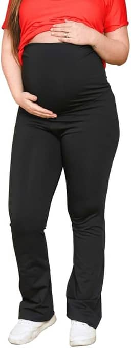 Legging gestante flare suporte barriga alto conforto calça para grávida boca larga ideal mulheres altas bailarina