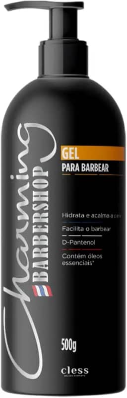 Gel de Barbear Hidratante Cless Charming Barbershop 500g - Gel Hidratante para um Barbear Confortável e Suave, Ideal para Todos os Tipos de Pele, com Fórmula que Reduz Irritações e Proporciona Hidratação