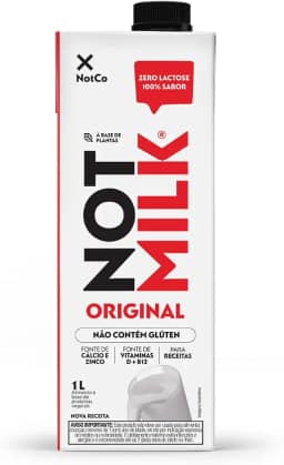 Bebida Vegetal NotCo NotMilk Original 1L, Feito com Ingredientes 100% Vegetais, Sabor Leite Integral, Sem Lactose, Sem Glúten, Ideal para Receitas, Plant-Based, Vegano, Vegetariano.