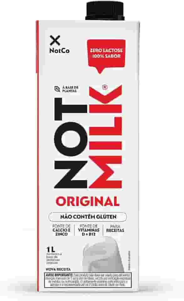 Bebida Vegetal NotCo NotMilk Original 1L, Feito com Ingredientes 100% Vegetais, Sabor Leite Integral, Sem Lactose, Sem Glúten, Ideal para Receitas, Plant-Based, Vegano, Vegetariano.
